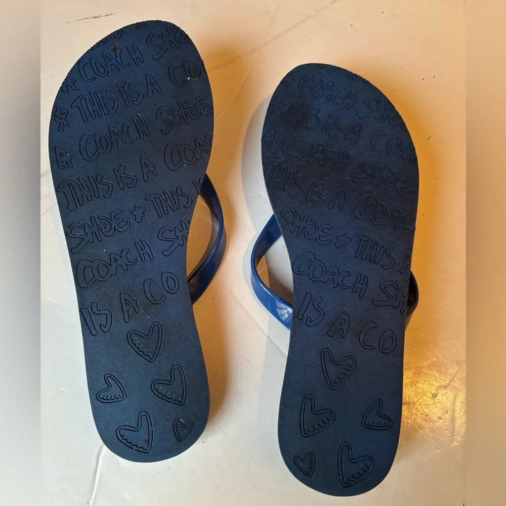 Coach KALI Sz 7 Striped Blue and Red Flip Flops - Picture 9 of 9